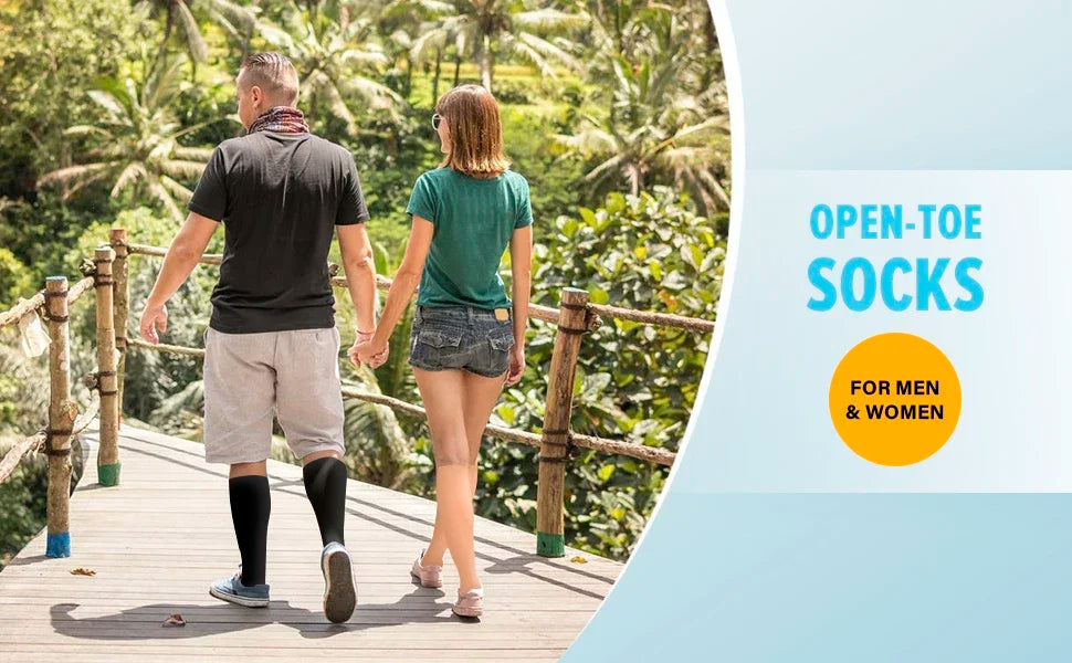 1Pair 15-20mmHg Medical Compression Knee Socks Up to 3XL for Women & Men For Circulation, Lymphedema