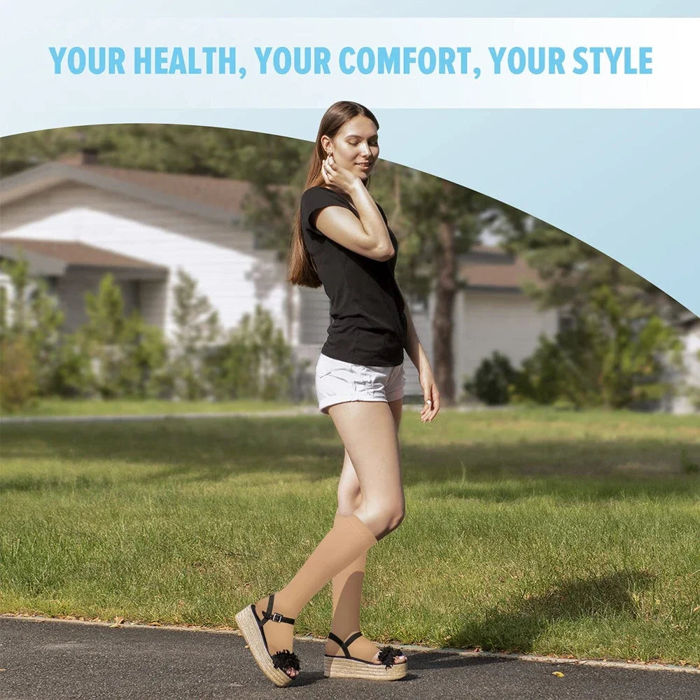 1Pair 15-20mmHg Medical Compression Knee Socks Up to 3XL for Women & Men For Circulation, Lymphedema